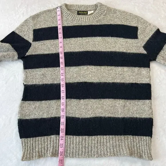 Jamaica Bay Vintage Gray Black Striped Wool Sweater Size XL - Picture 5 of 6